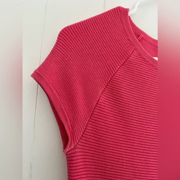 Trina Turk Fit & Flare Knit Cozumel Ribbed Sweater Dress in Hot Coral Pink - Picture 4 of 10